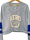 Aeropostale 1987 Girls Cropped Large Nwt Gray Fleece Lined Sweatshirt Pullover