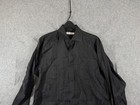 Mojito Guayabera Mexican Wedding Shirt Mens L Black Linen Long Sleeve Button Up