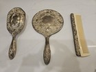 Vintage Silver Plated Vanity Dresser 3 Piece Set-hair Brush  Comb  Mirror