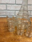 Vintage 1930s Art Deco Ribbed Glass Decanter Bar Set 7pc W  Drinkign Glasses