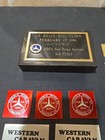 Mercedes Benz Vintage Lot Of 22 Pins  Dash Plaques And Assorted Memorabilia