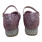 Girls Pink Glitter Mary Jane Dress Shoes Princess Rhinestone Block Heel Size 2 5