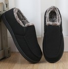 Men s Slip On Moccasin Slippers Comfy Memory Foam House Shoes Warm Fuzzy Brea   