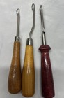 Lot Of 3 Latch Hook Rug Hooking Tools Boye Punch Needle Tool - Wooden Handles