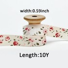 Pink Flower Cotton Ribbon  5 8  X 10 Yards Spring Vintage Cream White Ribbons   