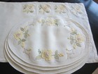 Vintage Madeira Placemat Set For 4 Yellow Roses 8 Pc 