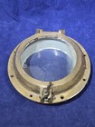Vtg Heavy Brass Ship Porthole Window 5 5  Glass 8 5  Rim 3 5  Deep Flange 12lb