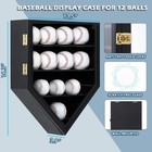 Baseball Display Case Wall Mount 12 Ball Holder Lockable Uv Protection Black