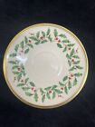 Lenox Ivory China Holiday Tea Cup And Saucer Holly Berry Gold Rim
