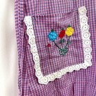 Vintage Plaid Embroidered Apron Gingham Purple Lace Nonna Cottage Farmhouse