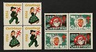 Travelstamps  1956-1957  - Us Christmas Seals 2 Mnh Og Blocks Of 4