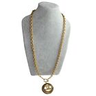 Chanel Gold Plated Metal Signature  cc  Logo Medallion Necklace