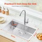 33 X 22in Drop In Kitchen Sink Top Mount Single Bowl Basin Stainless Steel