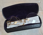 Antique 10k Gold Chain Hairpin Rimless Eyeglasses Pince Nez Spectacles W case