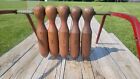 Vintage Five Pin Bowling Yard Game Wood Pins 40 s Or 50 s 