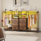  42  w Dresser For Bedroom With Hanging Rack  3 Rustic Brown Wood Grain Print
