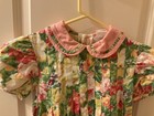 Vintage Polly Flinders Girls Floral Dress Size 6x Hand Smocked Pleated 1980s