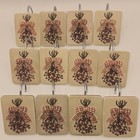 Square Country Tan Crimson Gingham Bow Resin 12pc Bathroom Shower Curtain Hooks
