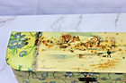 Antique Beautiful Victorian Celluloid Glove Dresser Box W  Rural Scene   Floral