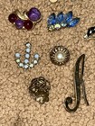 Vintage Costume Jewelry Flower Brooch Button   Earring Lot Of 77 Pieces