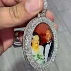 Real Moissanite 3ct Round Cut Men s Customized Memory Picture Pendant 925 Silver