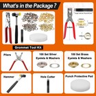 Grommet Tool Kit  Handheld Hole Punch Pliers  Hammer  Hole Punch  200 Set Eyelet
