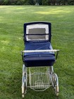 1970s Vintage Navy Blue Perego Convertible Pram And Stroller Single Owner