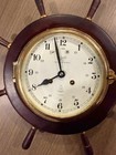 Vntg  Schatz Royal Mariner 8 Day Jeweled Ship   s Wheel Bell Clock-works-free Ship