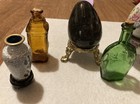 Vintage Miniature Bottles  Vases  And A Black Egg