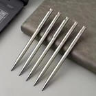 5 Pack Silver Stainless Steel Ballpoint Pen 1mm Medium Point Smooth Twist Ink