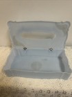 Vintage1960 s Blue Plastic Hinged Tissue Holder Hand Deco Rhinestone Flowers Usa