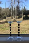 2 Mikasa Crystal Wine Champagne Glasses Viewpoint Black Fused Glass Austria Rare