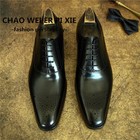 New Genuine Leather Oxford Shoes Carved Business Formal Shoes Mens Wedding Shoes