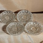 Unmarked Set Of 4 Clear Pressed Glass Round Coasters  Or Ashtrays Geometric