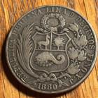Peru 1880 Lima Yj Silver Sol
