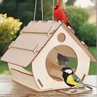 Diy Hanging Wooden Bird Feeder   Bird House Cage   Feeding Tray