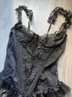 Vintage Corset Bustier Top - Sequin   Black   Lace  - Xs s