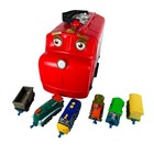 Chuggington Red Train Carry Case Lot With 5 Toy Trains Set Rare - Bw