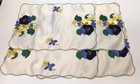 Vintage Ecru Embroidered Napkin And Placemat Set With Edging Set Of 4 Each New