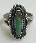 Vtg Fred Harvey Era Bell Trading Post Green Turquoise Sterling Silver Ring Sz-5
