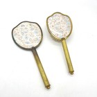 Vintage England Gold Tone Floral Brocade Hand Mirror And Brush Vanity Set