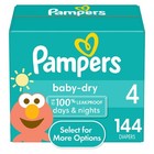 Pampers Baby Dry Baby Diapers Size 4  144 Count  select For More Options 