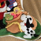 Vtg Bucilla Santa s Presents  Puppy  Christmas White Stocking Read 