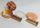 Vintage Gold-tone Volupte Combined Compact  Mirror   Lipstick W White Enamel Lid