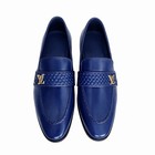 Men Handmade Leather Shoes Fashion Loafers Blue Formal Dress Shoe