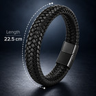 Men s Black Braided Leather Bracelet Magnetic Clasp Punk Fashion Jewelry 22 5cm