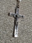 Vintage Italy Catholic Rosary  Pearlized Rice Beads - Alpha Omega Heart Crucifix
