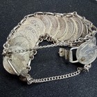 Vintage 1956 Coin Bracelet     Sterling Silver Chain     Quarters  Nickels   Dimes