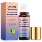 Organic Castor Oil With Rose Quartz Roller  100  Pure Cold-pressed  Hexane-free