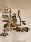 Vintage Universal No  2 Metal Meat Grinder Food   Meat Chopper W  Accessories